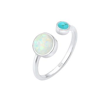 Ring Geo Opal Howlith Boho Offen Verstellbar