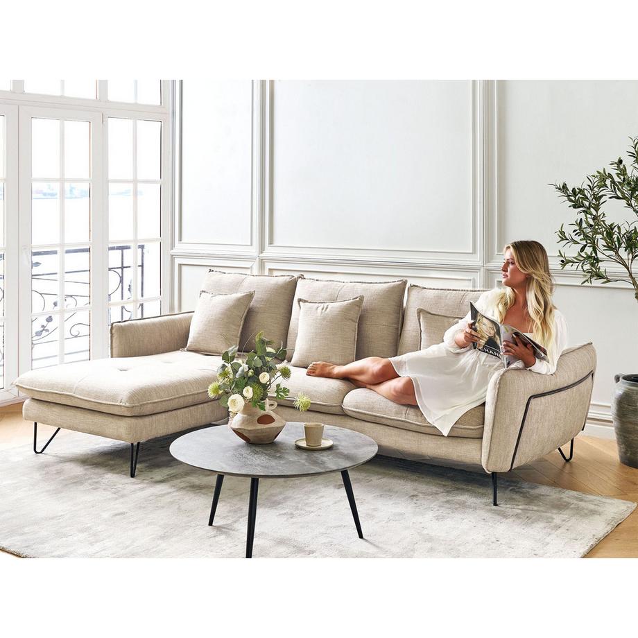 Beliani Canapé d'angle en Tissu chenille  SERSAN  