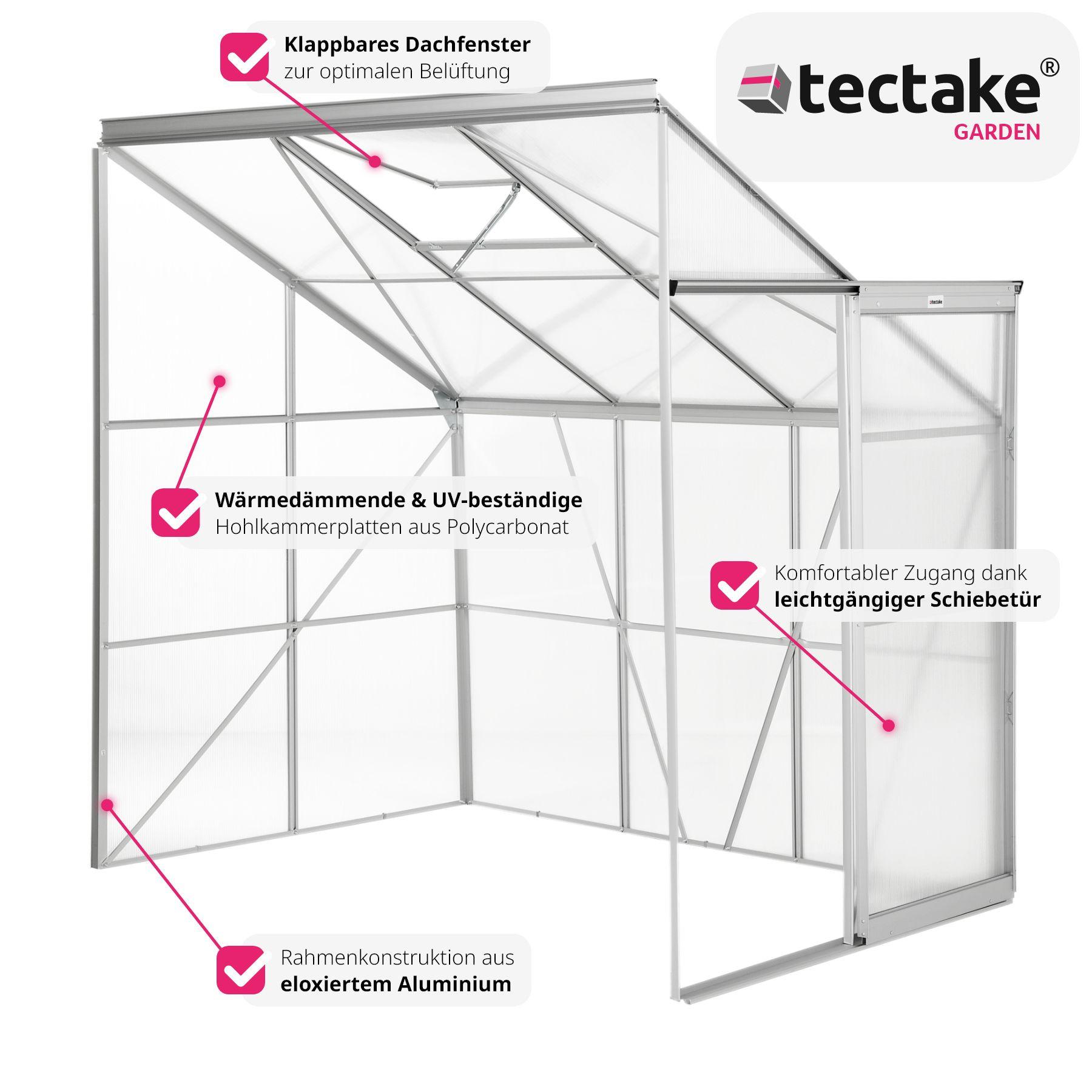 Tectake  Serra addossata in alluminio senza base 192 x 128 x 202 cm 