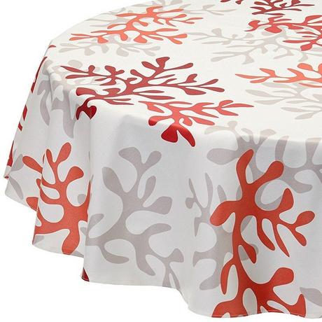 Fleur de Soleil Nappe enduite ronde ou ovale Corail  