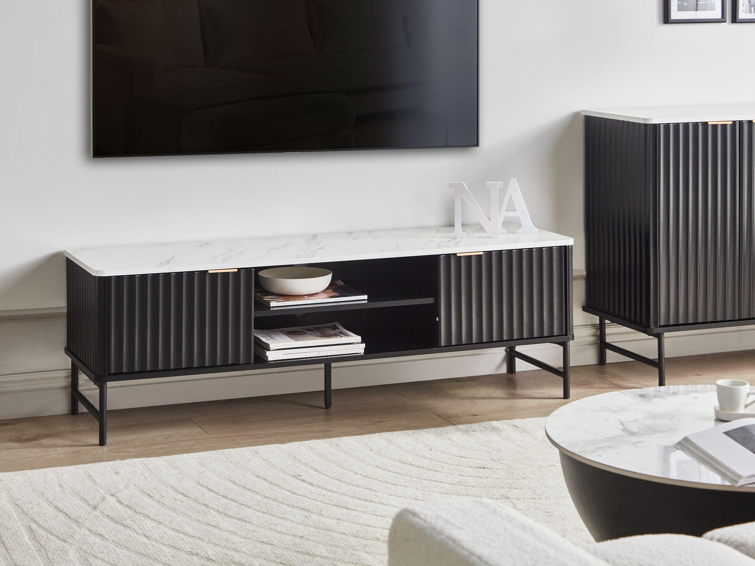 Beliani Meuble TV en MDF Moderne GLASTONBURY  