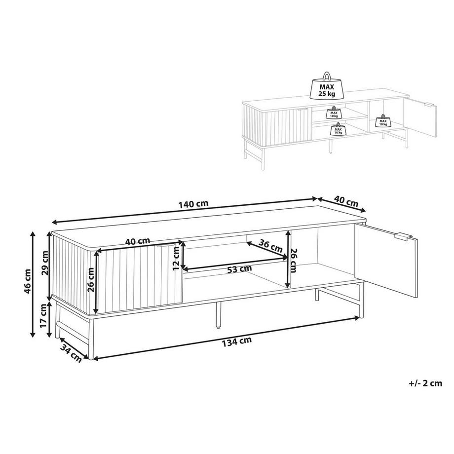 Beliani TV-Möbel aus MDF-Platte Modern GLASTONBURY  