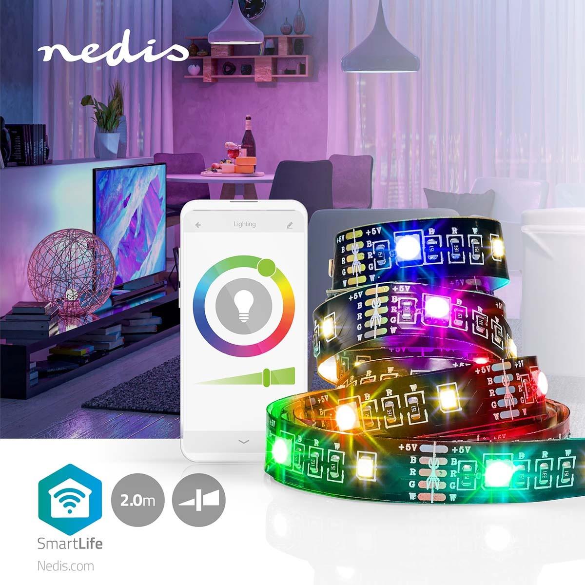 Nedis SmartLife LED-Remsa | Bluetooth® | RGB / Varm Vit | SMD | 2,00 m | IP20 | 2700 K | 380 lm | Android™ / IOS  