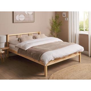 Beliani Lit avec sommier en Bois de pin Scandinave VANNES  