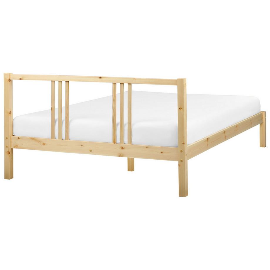 Beliani Lit avec sommier en Bois de pin Scandinave VANNES  