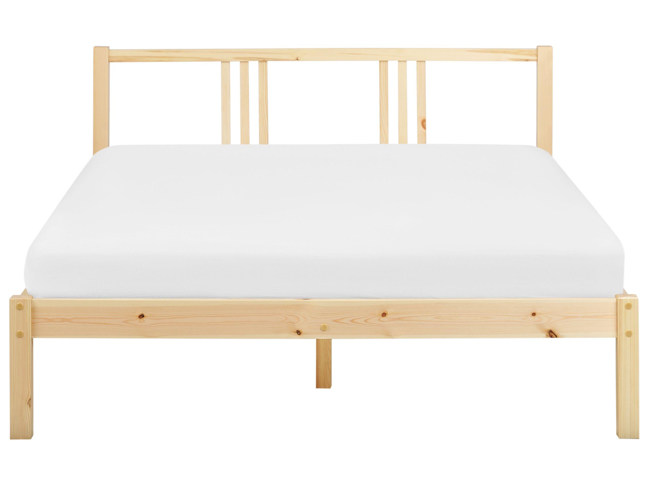 Beliani Lit avec sommier en Bois de pin Scandinave VANNES  