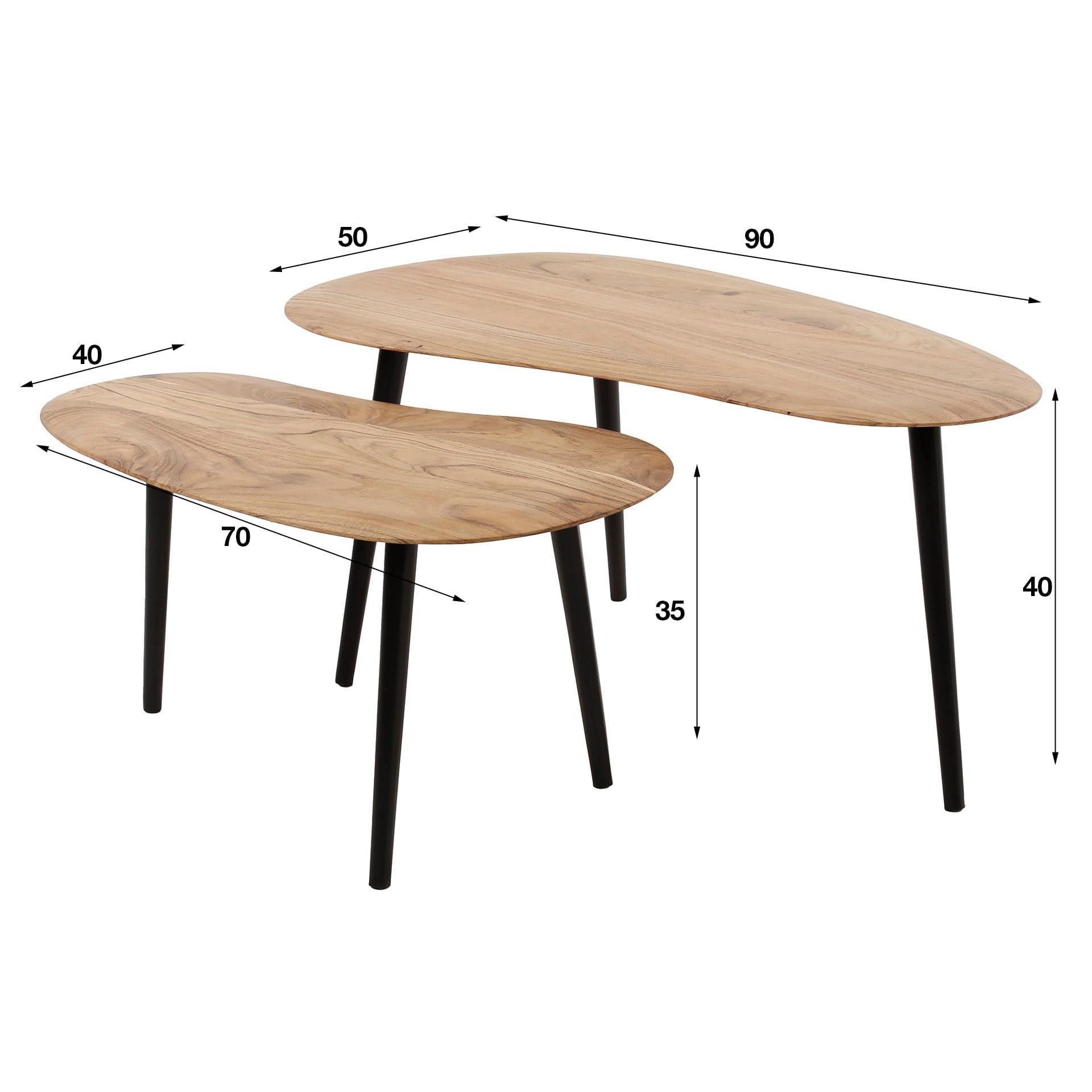 mutoni Table basse forme rein bio (lot de 2)  