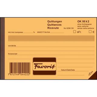 Favorit FAVORIT Quittungen D/F/I A20 8296OK blau/weiss 50x2 Blatt  