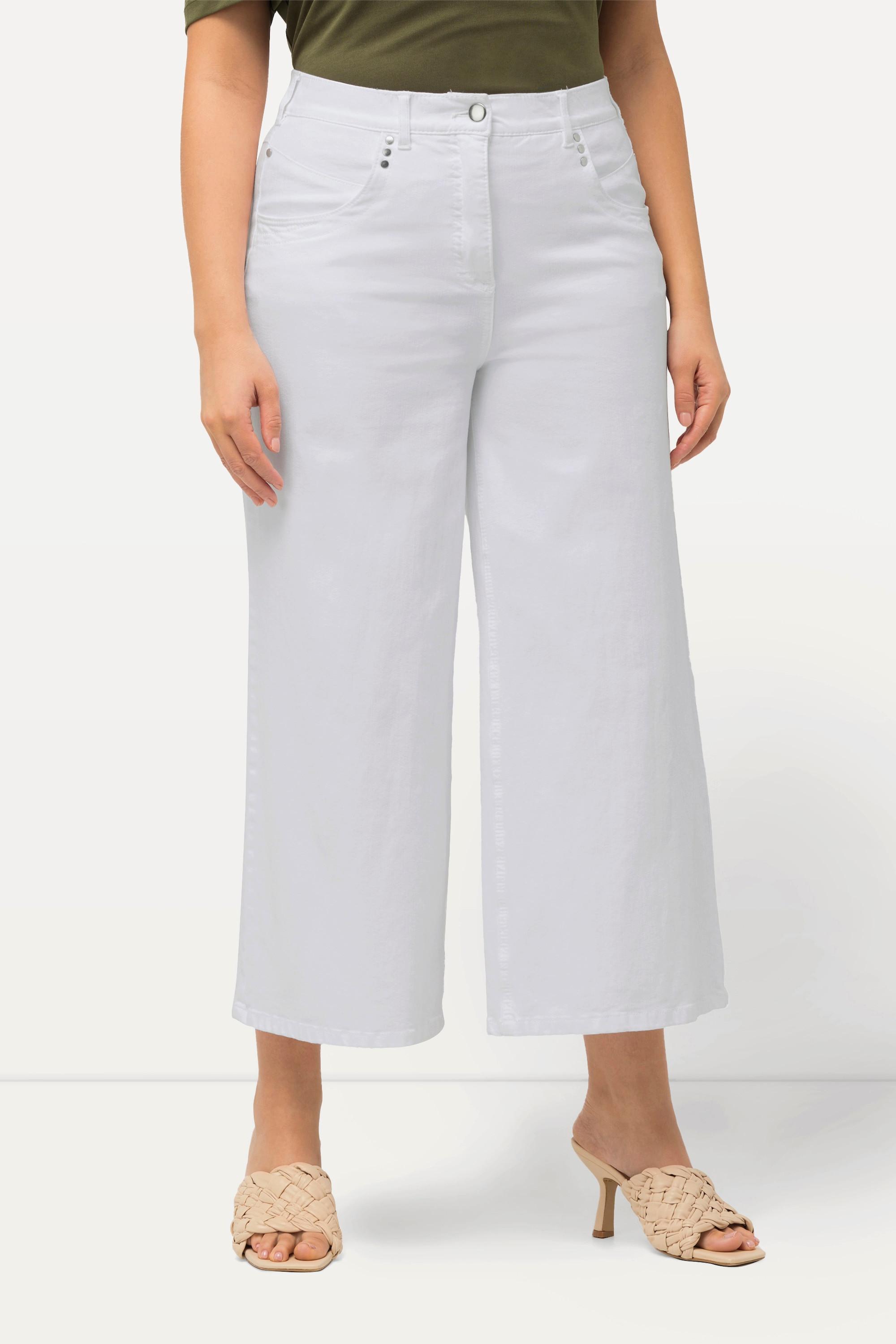 Ulla Popken  Culottes di jeans con taglio della gamba ampio e lungo fino al polpaccio 