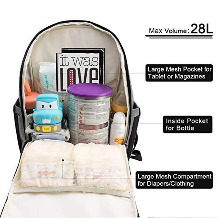 Only-bags.store Sac à dos de voyage multifonctionnel grande capacité pour bébé avec 2 sangles de poussette  