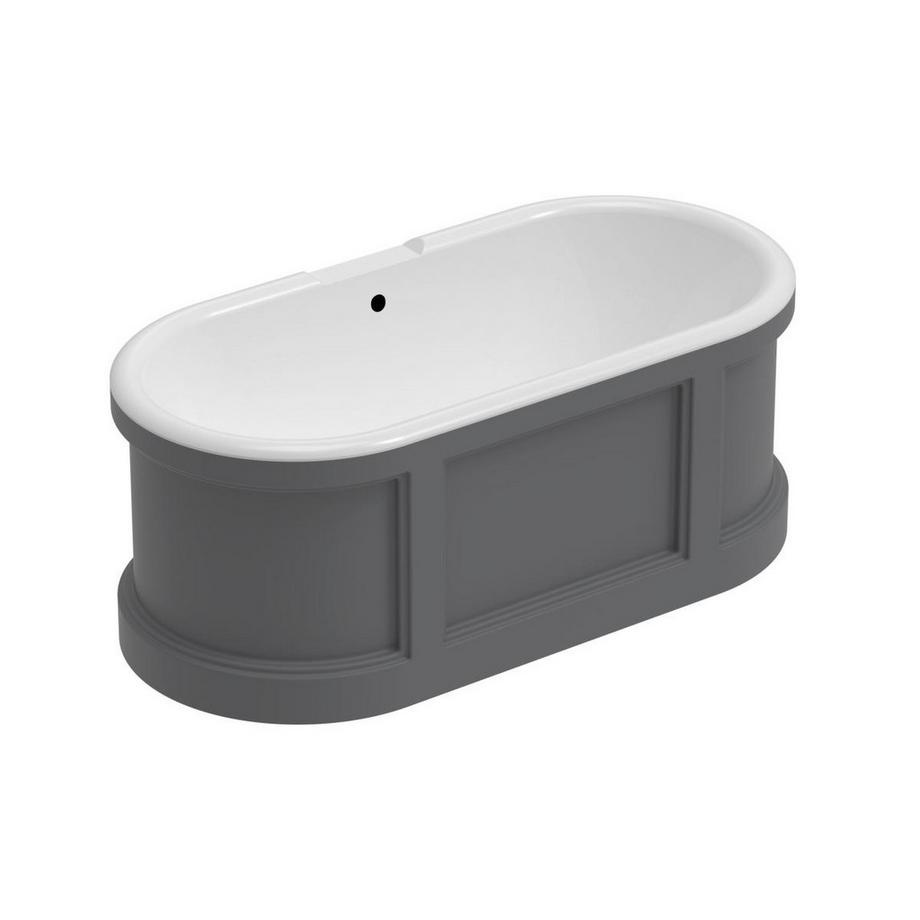 SHOWER DESIGN Baignoire îlot style campagne chic - Gris mat - 161L - 152 x 74 x 60 cm - CAVASO  