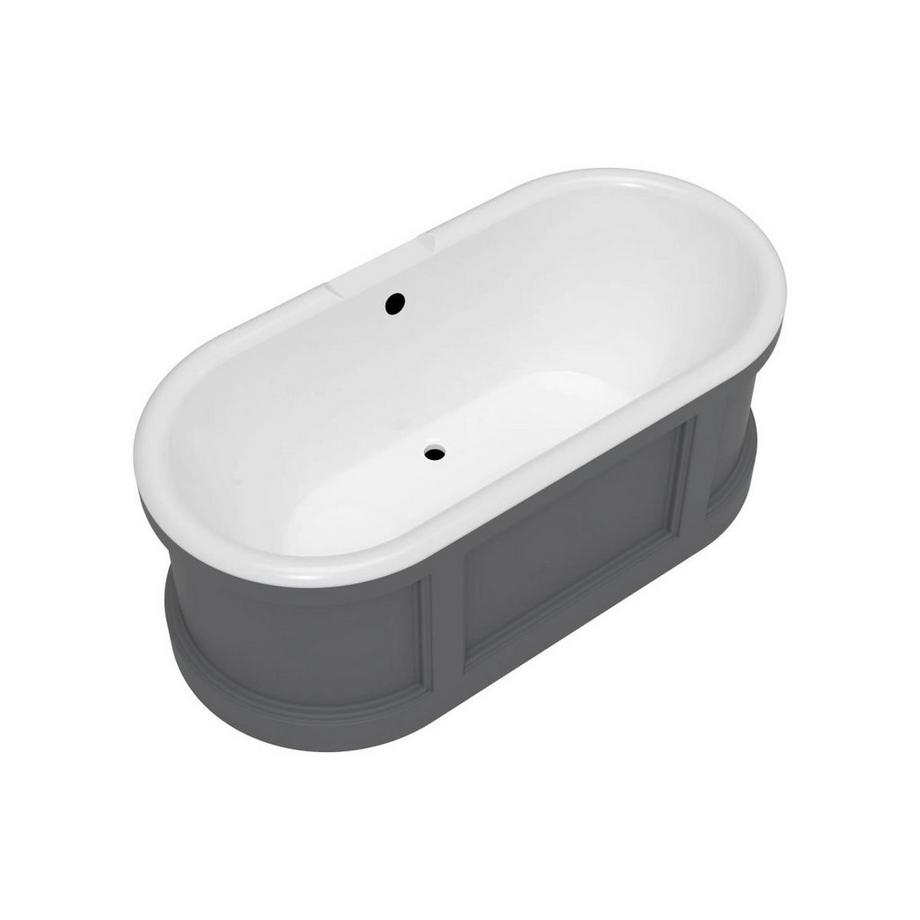 SHOWER DESIGN Baignoire îlot style campagne chic - Gris mat - 161L - 152 x 74 x 60 cm - CAVASO  