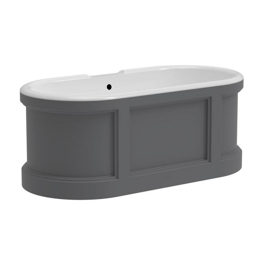 Freistehende Badewanne - Landhausstil - 161 L - 152 x 74 x 60 cm - Grau matt - CAVASO