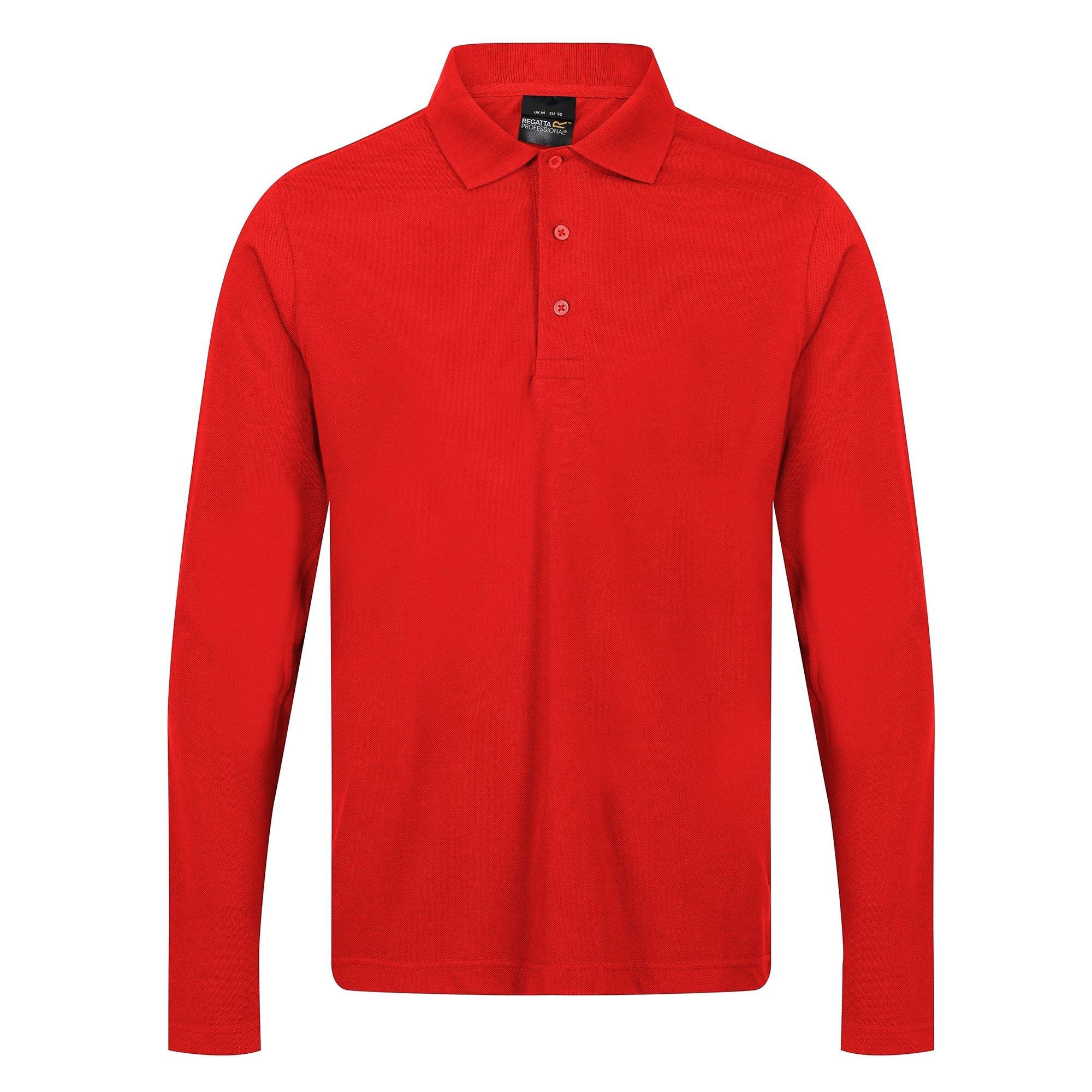 Image of Pro Poloshirt Langärmlig Herren Rot Bunt XL