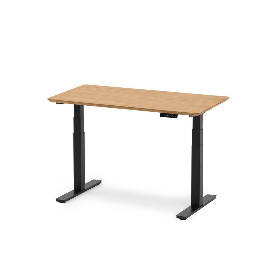 Oakywood Standing Desk Holztisch mit Höhenverstellung - aus Furnier - Eichenfurnier / 120x60 / Schwarz  