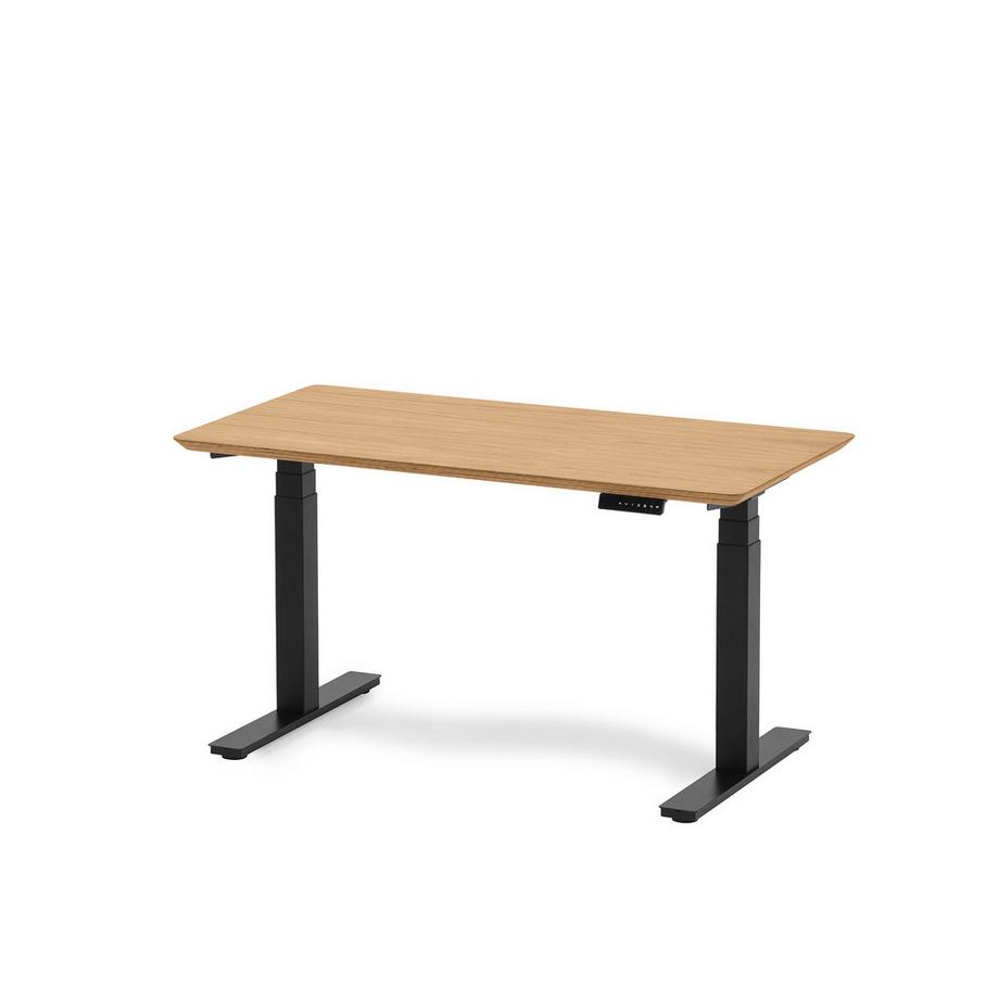 Oakywood Standing Desk Holztisch mit Höhenverstellung - aus Furnier - Eichenfurnier / 120x60 / Schwarz  
