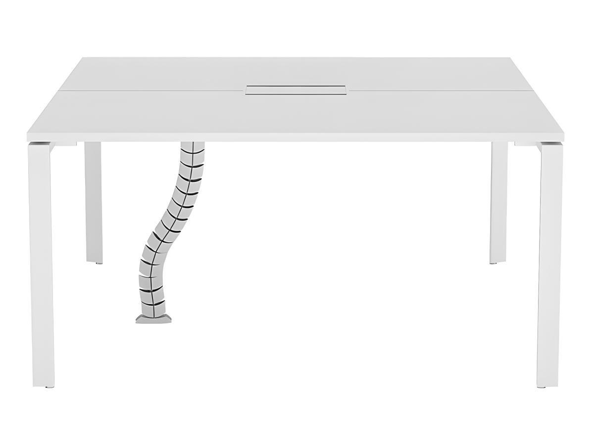 Vente-unique Schreibtisch Bench-Tisch für 2 Personen - L. 140 cm - Weiß - DOWNTOWN  
