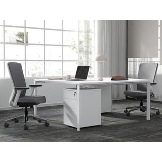 Vente-unique Schreibtisch Bench-Tisch für 2 Personen - L. 140 cm - Weiß - DOWNTOWN  