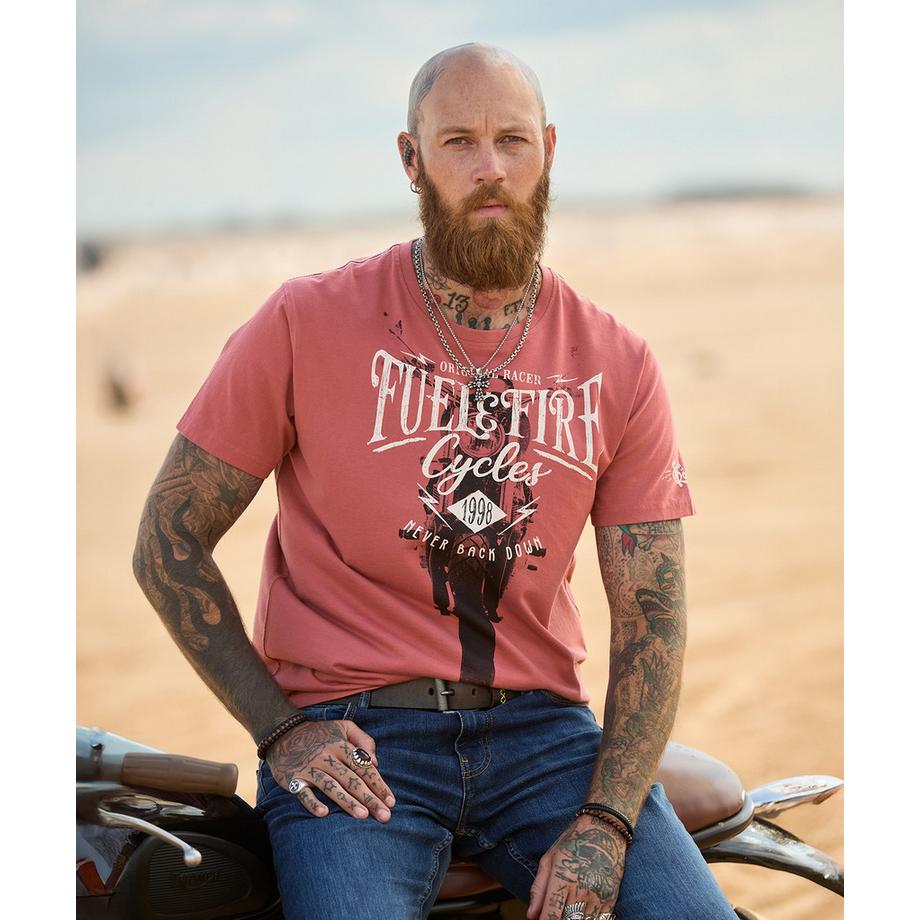 Joe Browns Kurzarmshirt mit Biker-Frontdruck Rundhals  