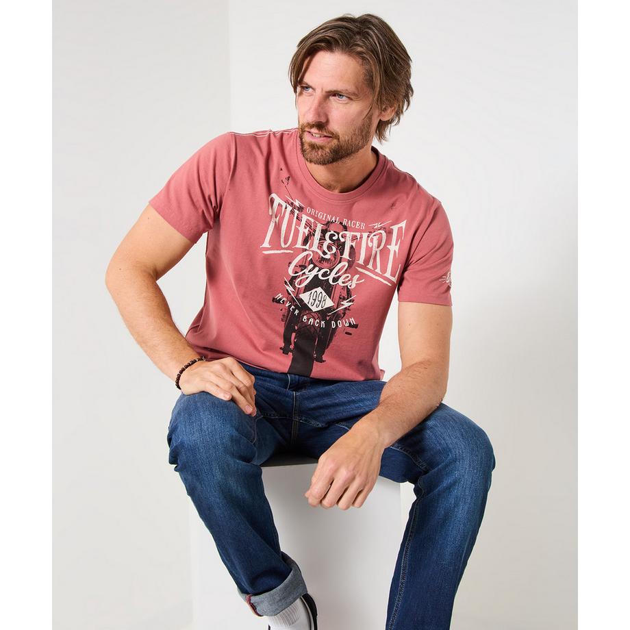 Joe Browns Kurzarmshirt mit Biker-Frontdruck Rundhals  