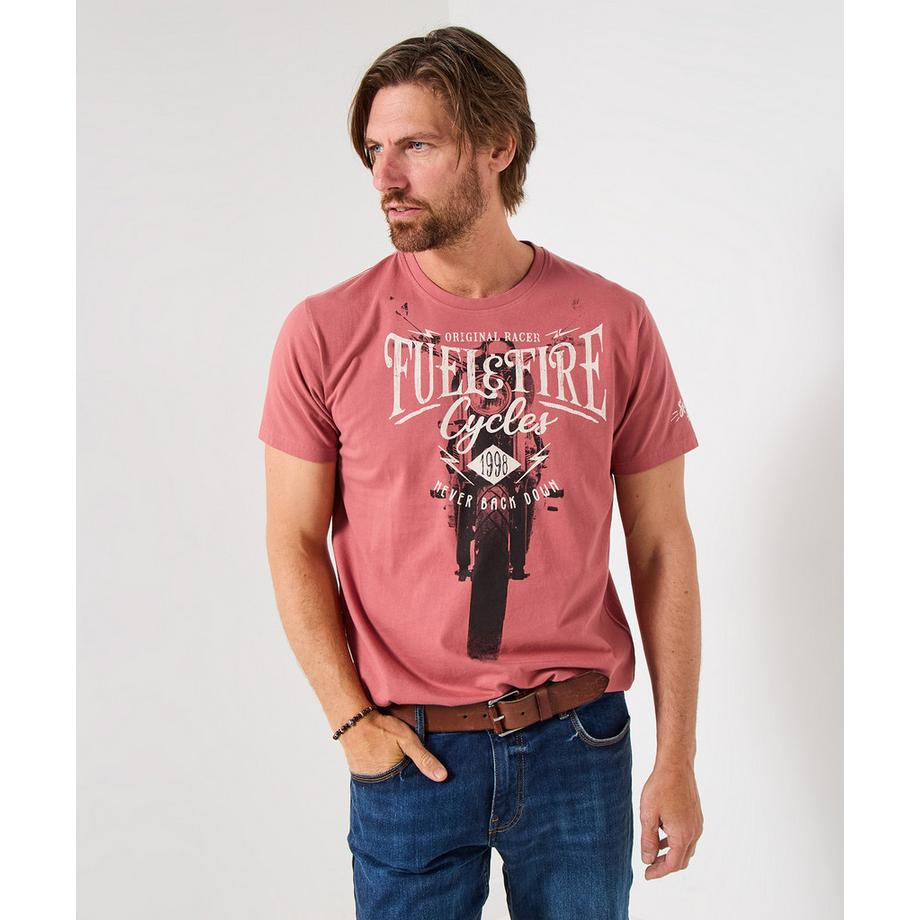 Joe Browns Kurzarmshirt mit Biker-Frontdruck Rundhals  