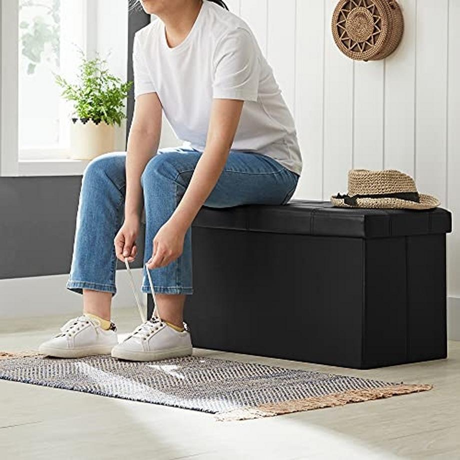 Pricenet Robuster Aufbewahrungshocker aus Kunstleder mit verstecktem Fach  