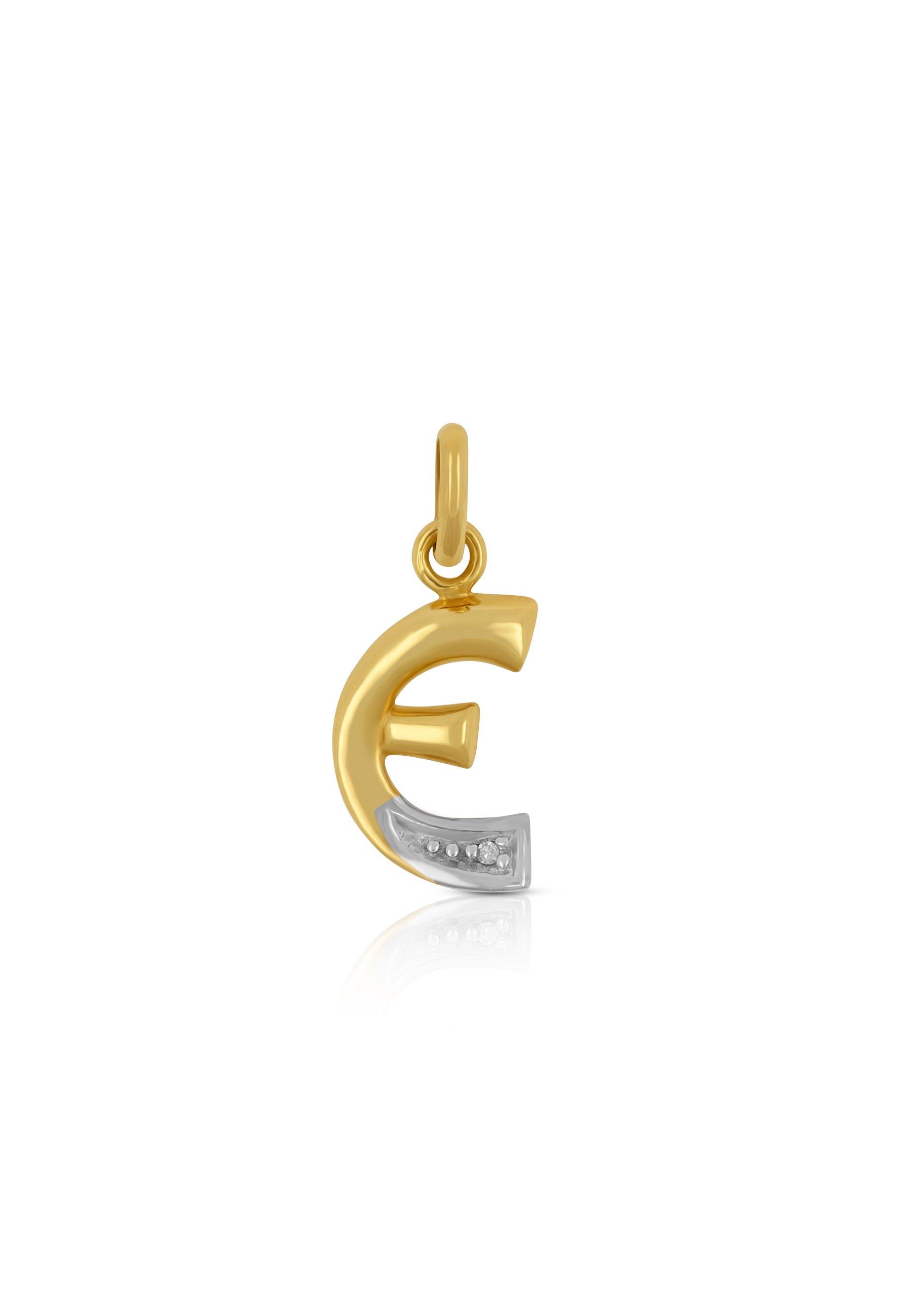 MUAU Schmuck  Anhänger Buchstabe E Bicolor Gelb-/Weissgold 750 Diamant 0.01.00ct. 21x12mm 