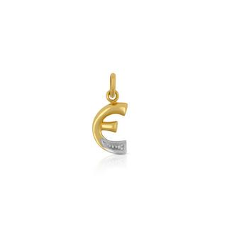 MUAU Schmuck  Anhänger Buchstabe E Bicolor Gelb-/Weissgold 750 Diamant 0.01.00ct. 21x12mm 