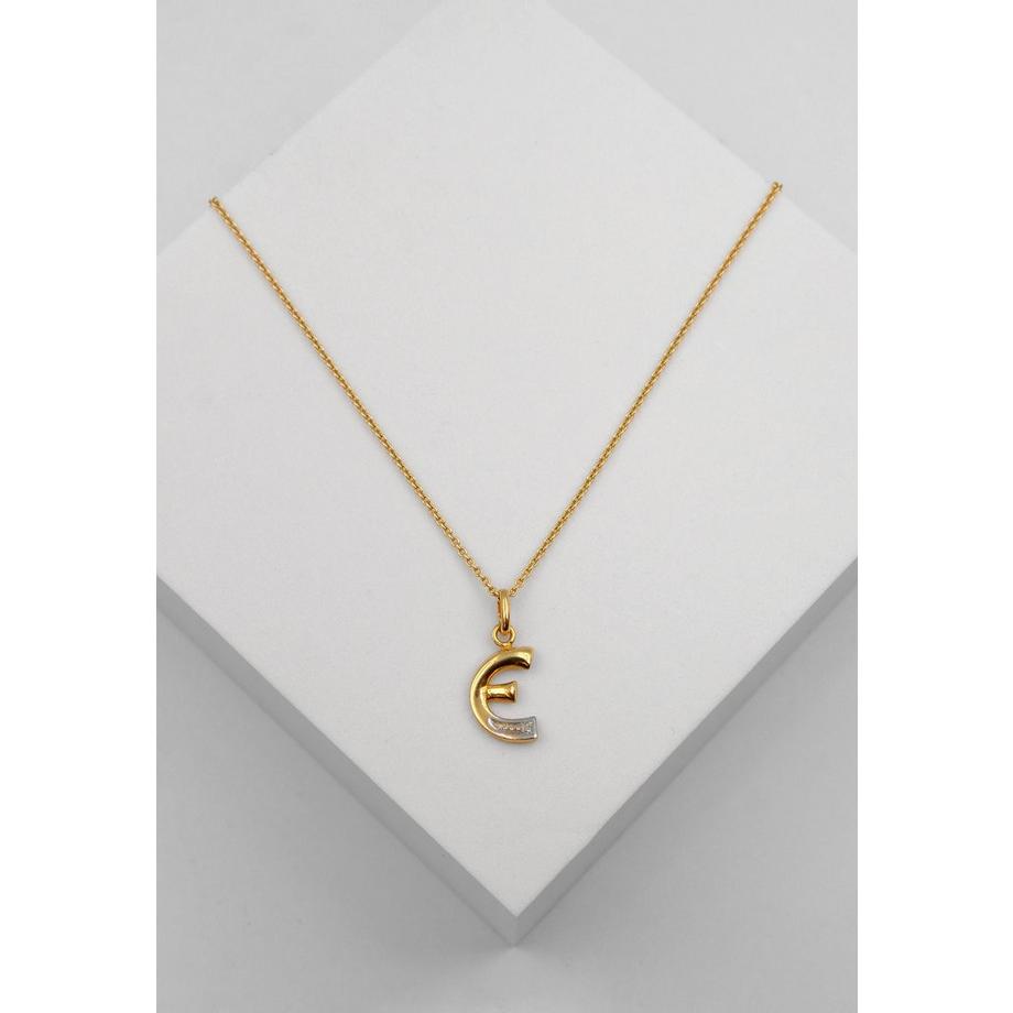 MUAU Schmuck  Anhänger Buchstabe E Bicolor Gelb-/Weissgold 750 Diamant 0.01.00ct. 21x12mm 