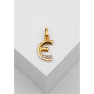 MUAU Schmuck  Pendentif Lettre E bicolore or jaune/blanc 750 diamant 0.01.00ct. 21x12mm 