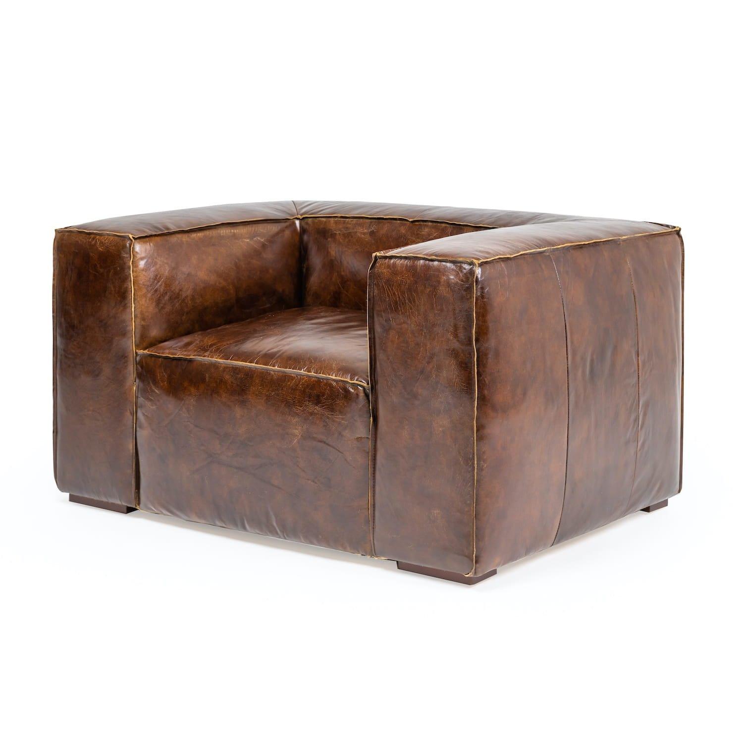 mutoni Fauteuil en cuir vintage Lawrence  