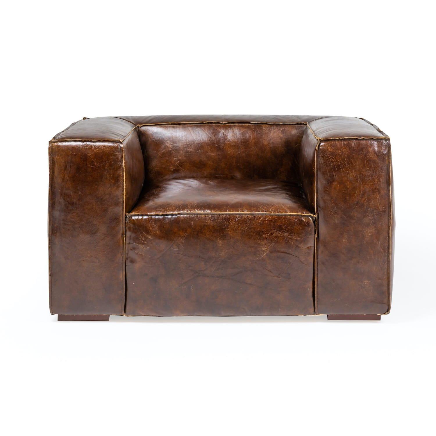 mutoni Fauteuil en cuir vintage Lawrence  