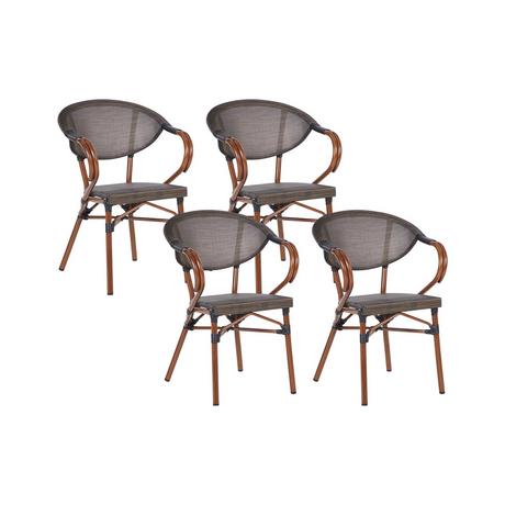 Beliani Lot de 4 chaises de jardin en Aluminium Rétro CASPRI II  