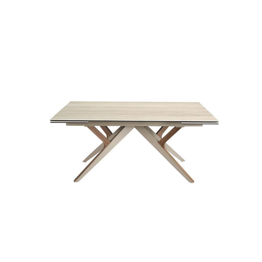 ANGEL CERDA Tavolo da pranzo rettangolare allungabile in marmo porcellanato, acciaio sabbia metallizzato e noce  