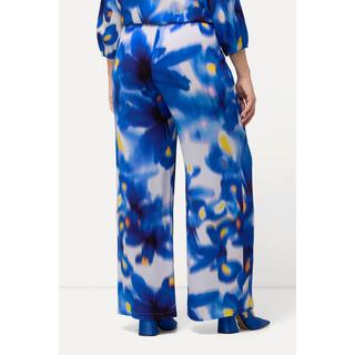 Ulla Popken  Pantalon à enfiler, fleurs, jambe large, taille élastique 