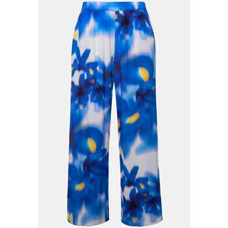 Ulla Popken  Pantalon à enfiler, fleurs, jambe large, taille élastique 