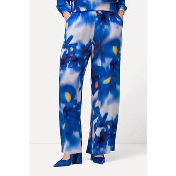 Pantaloni con fiori, taglio della gamba ampio e cintura elastica