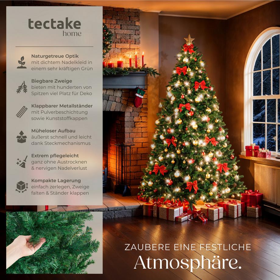 Tectake Sapin de Noël DASHER sapin artificiel vert avec des aiguilles denses  