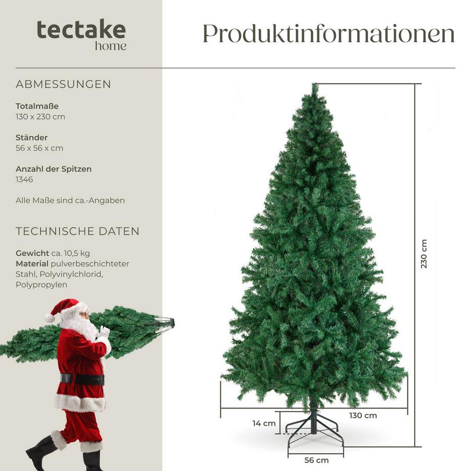Tectake Sapin de Noël DASHER sapin artificiel vert avec des aiguilles denses  