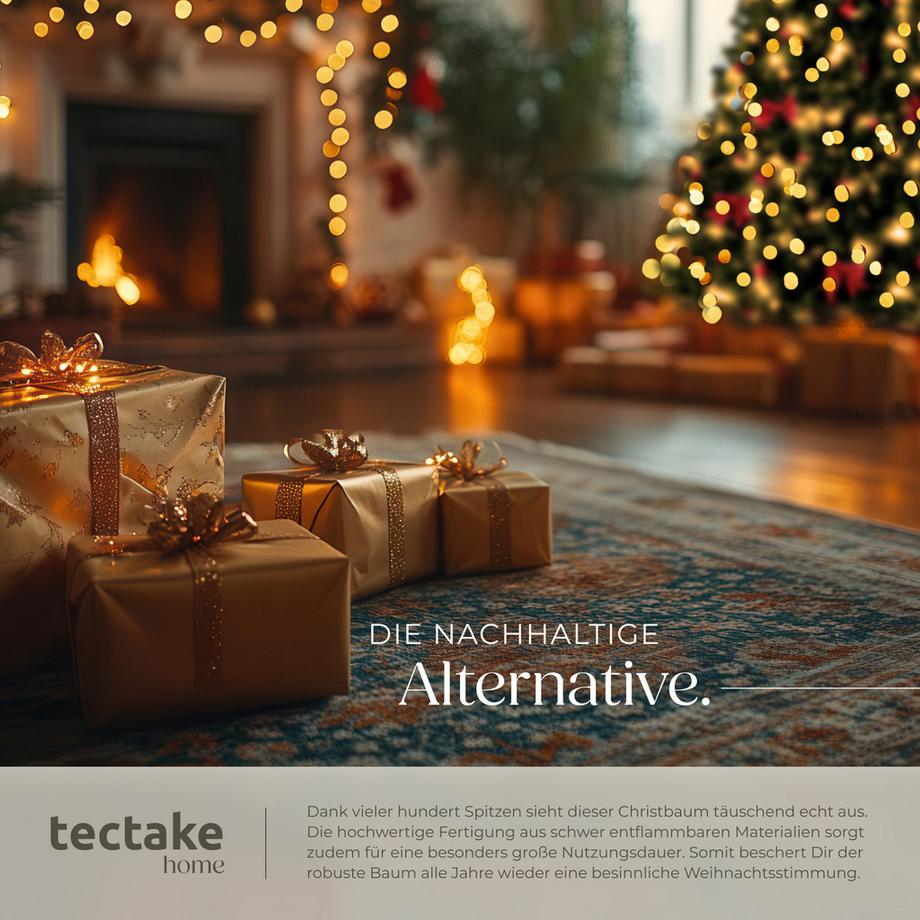 Tectake Albero di Natale artificiale Dasher, aspetto realistico  