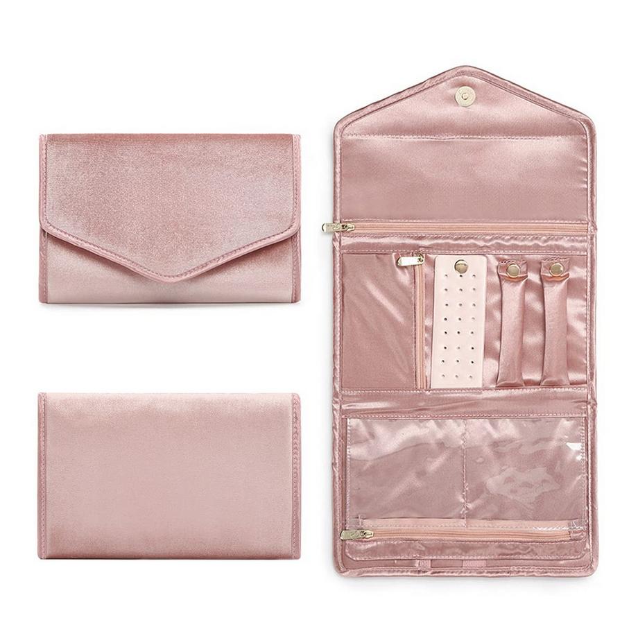 Only-bags.store  Schmuckrollen, Reiseschmuck-Organizer, faltbare Aufbewahrungstasche für Reiseringe, Halsketten, Ohrringe, Armbänder, Uhren, Broschen 