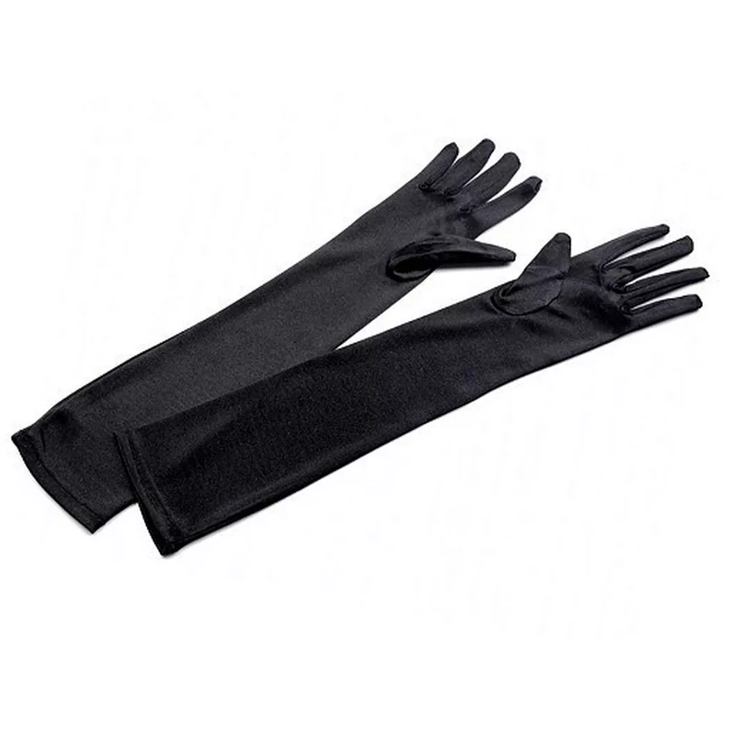 Diademita - Satin Handschuhe lang feierliche Anlässe, für Damen, Schwarz, One Size