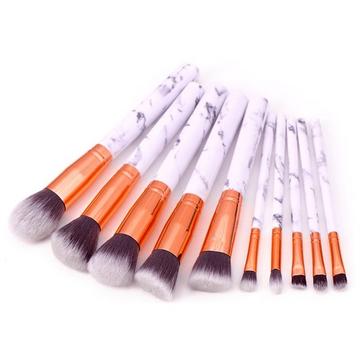 Set di pennelli per il trucco 10 parti - Marmo e oro rosato