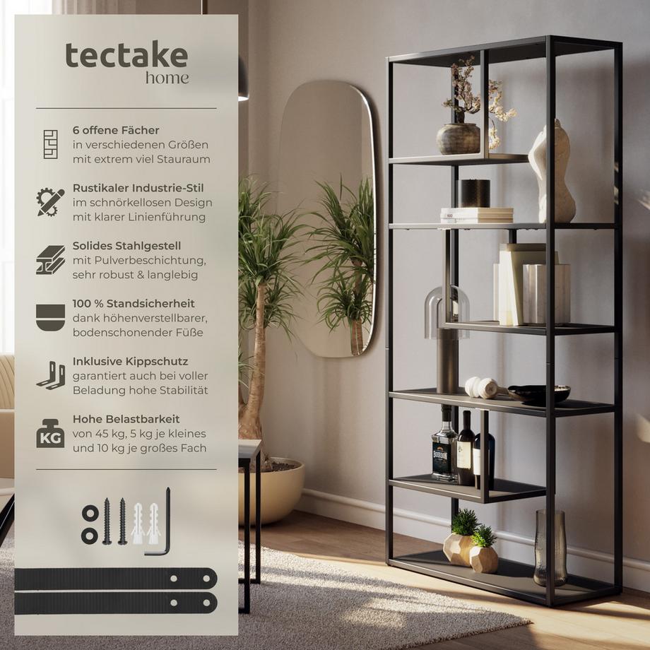 Tectake Standregal  Venda Industrial Look pulverbeschichtetes Stahlgestell  