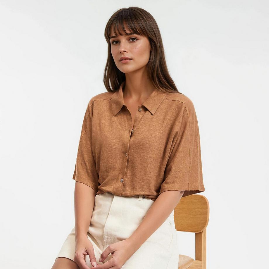 La Redoute Collections Kurzärmeliges Leinen Poloshirt  