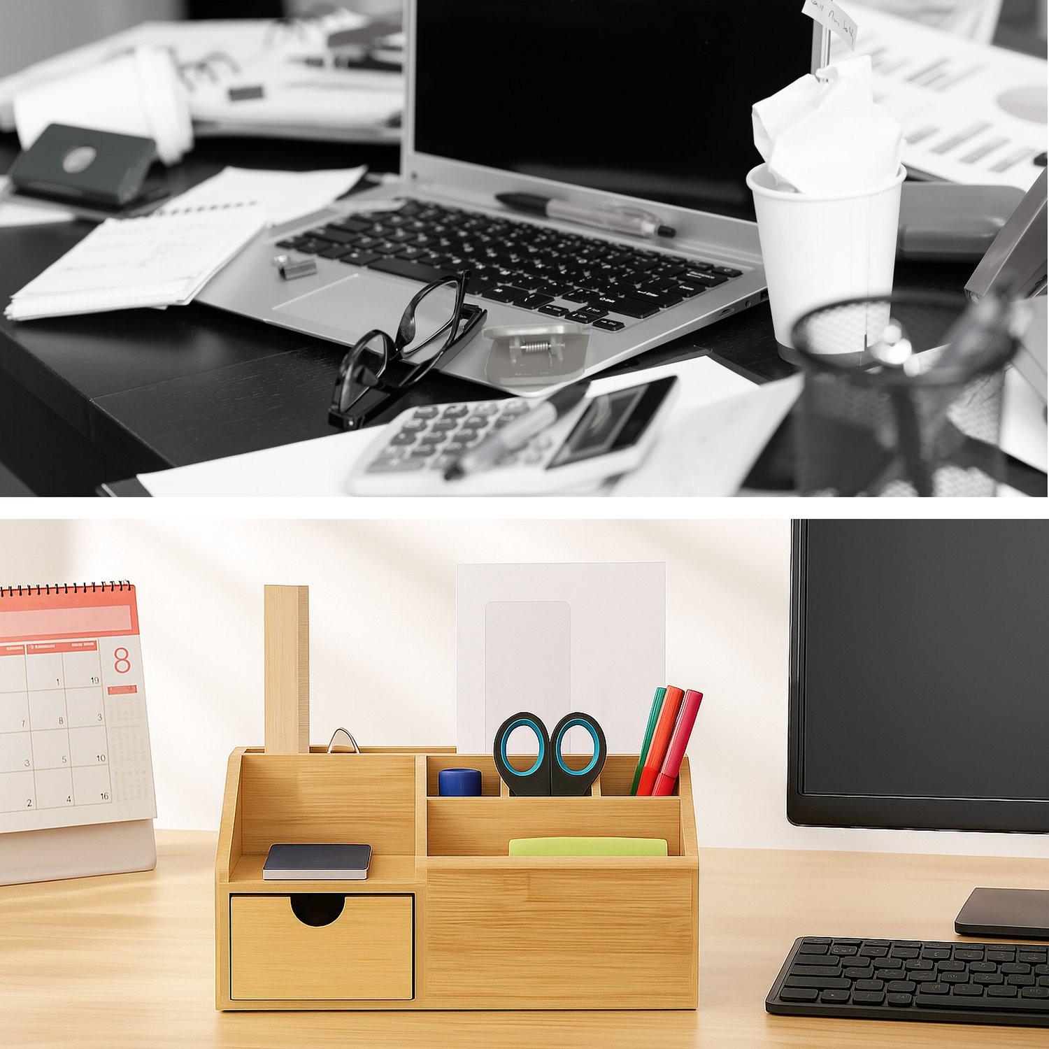 Northix Cassetto portaoggetti da scrivania in bambù  