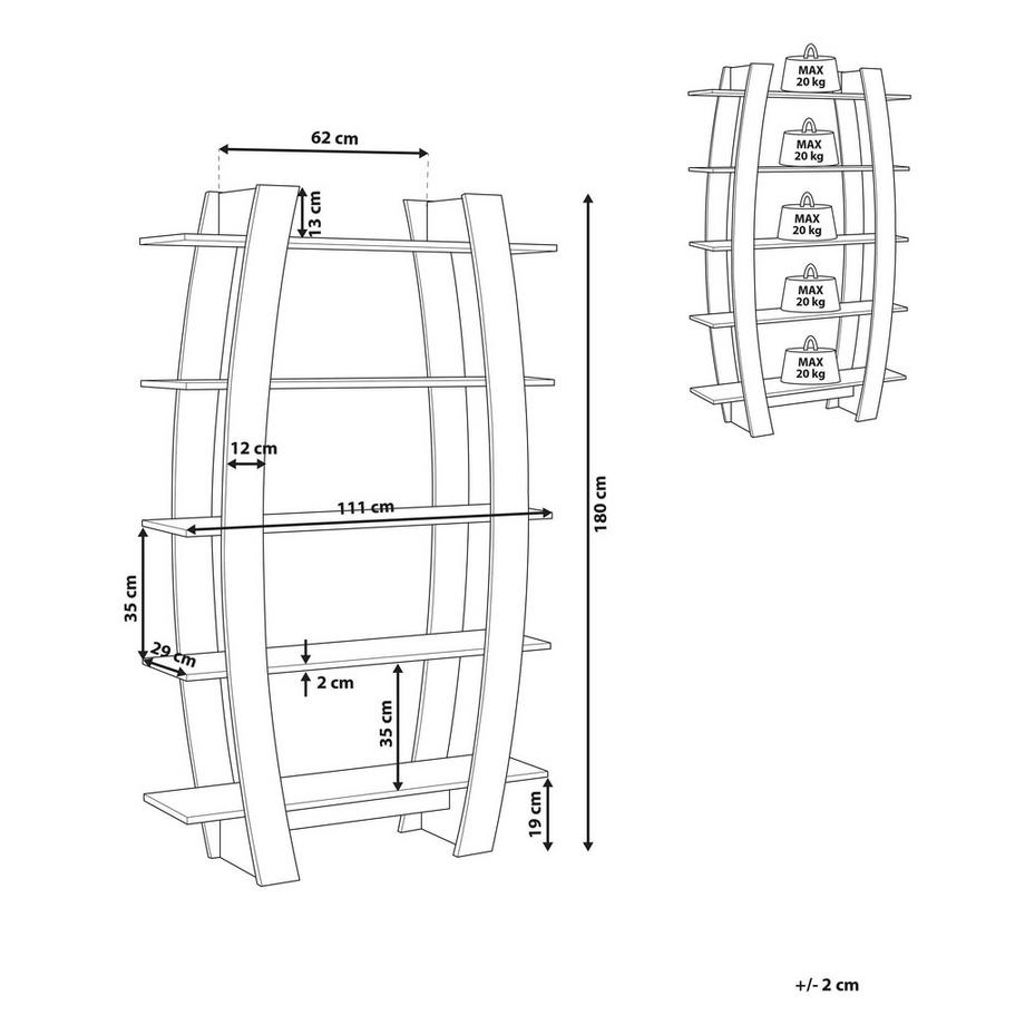 Beliani Regal mit 5 Ebenen aus Faserplatte Modern KENER  