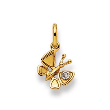 Anhänger Schmetterling Bicolor Gelb-/Weissgold 750 Zirkonia, 17x10mm