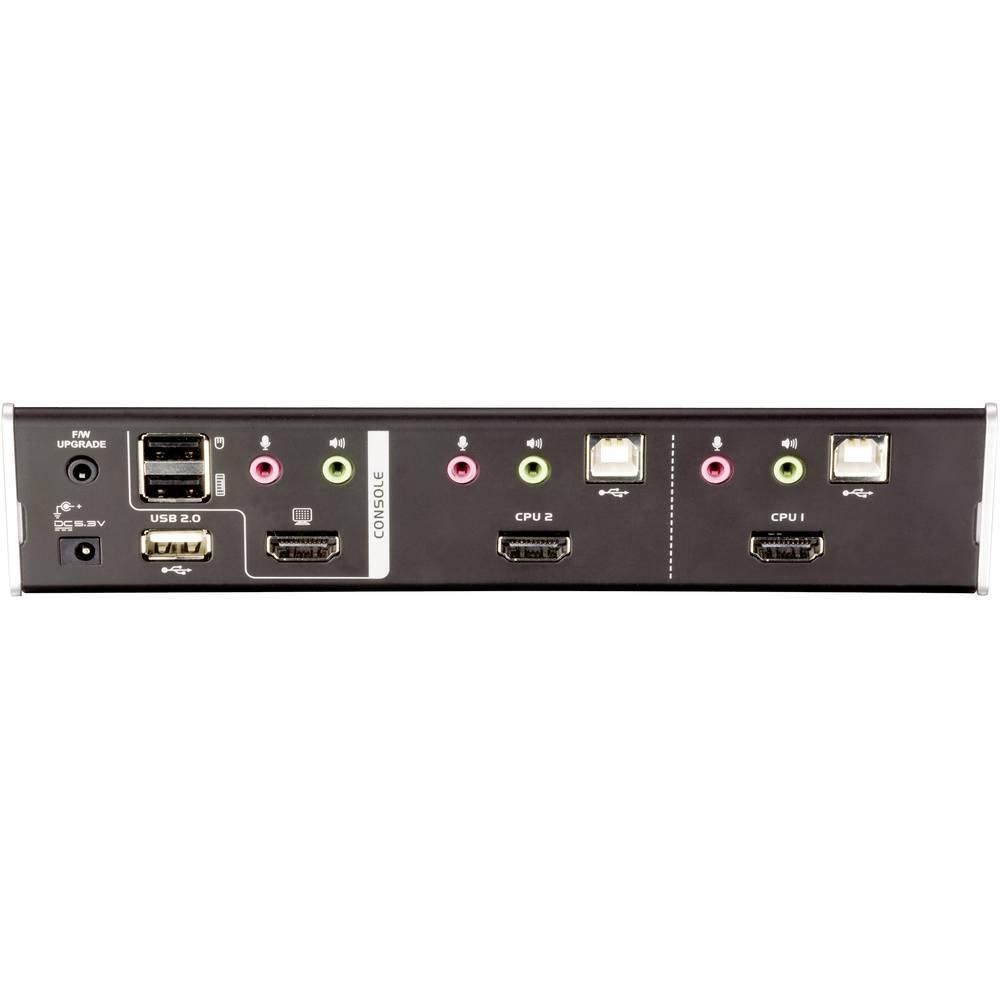 ATEN  2 Port KVM-Switch für USB-Eingabegeräte und HDMI-Grafik mit Tonübertragung und USB 2.0-Hub 