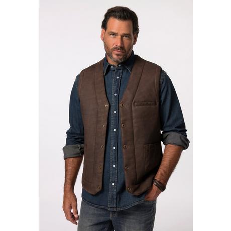 JP1880  Gilet in vera pelle con bottoni, fino alla tg. 7XL 